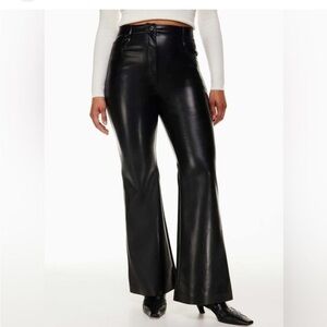 Aritzia Wilfred Melina Black Vegan Leather Flare Pants